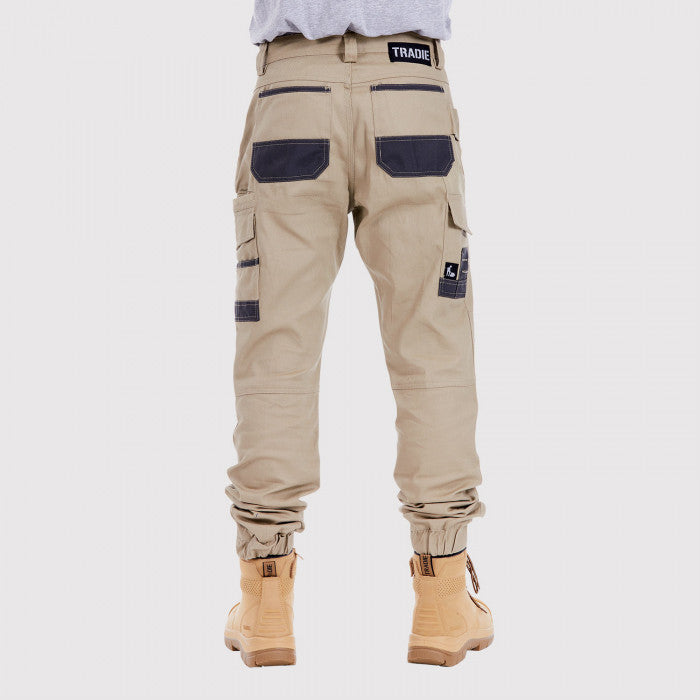 tradie cuffed pant khaki