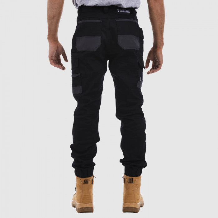 tradie cuffed pant black