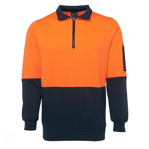 jbs hi vis half zip fleecy jumper orange