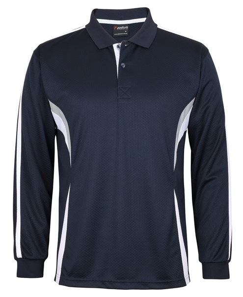 podium long sleeve polo navy white