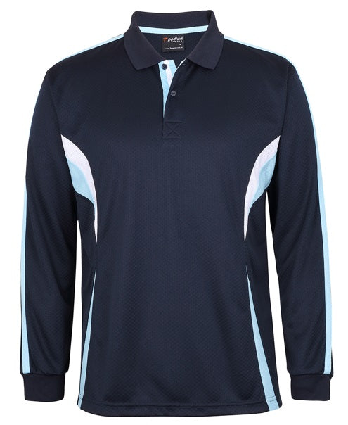 podium long sleeve polo navy light blue
