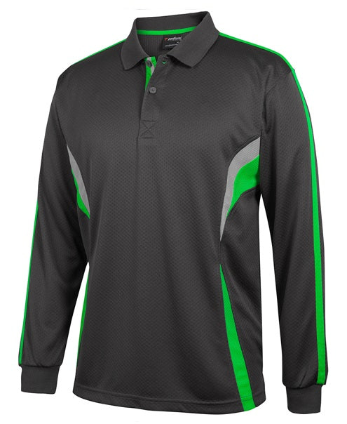long sleeve podium polo gunmetal green