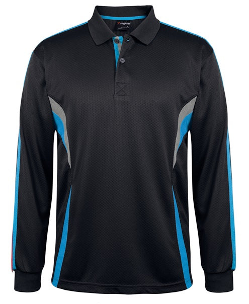 podium long sleeve polo black aqua