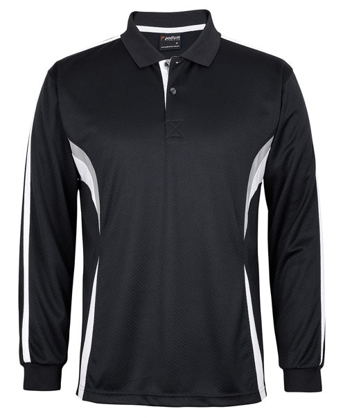 podium long sleeve polo black white