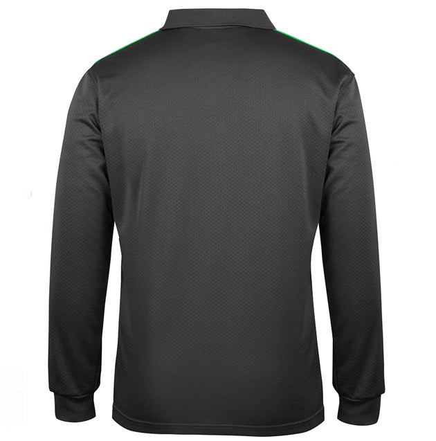 long sleeve podium polo gunmetal green back