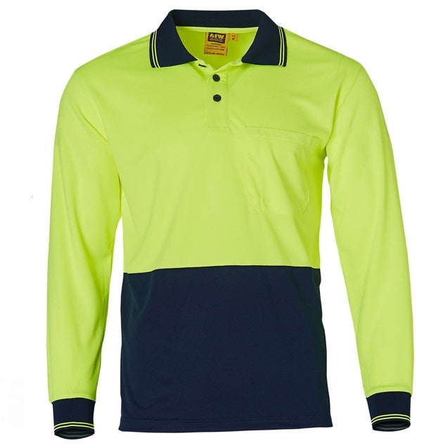 aiw long sleeve hi vis polo yellow