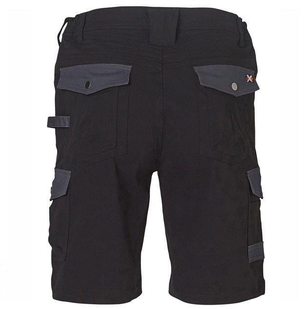 aiw mens stretch cargo work shorts black back