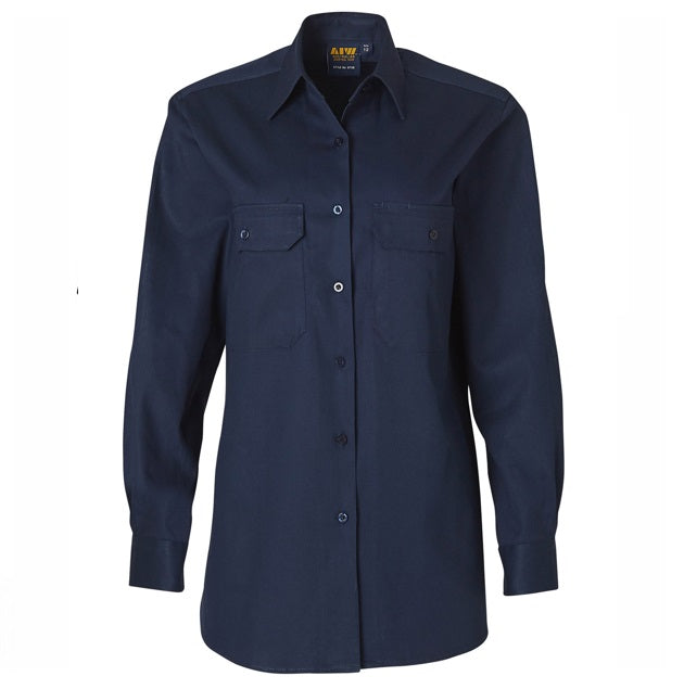 aiw womens long sleeve cotton drill work shirt