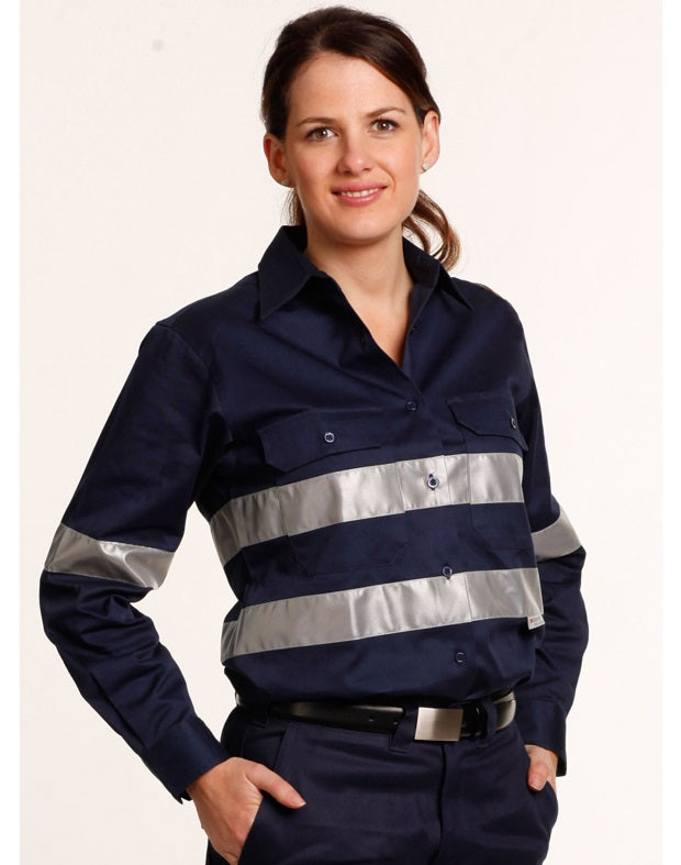 aiw womens long sleeve day night work shirt with 3m tape
