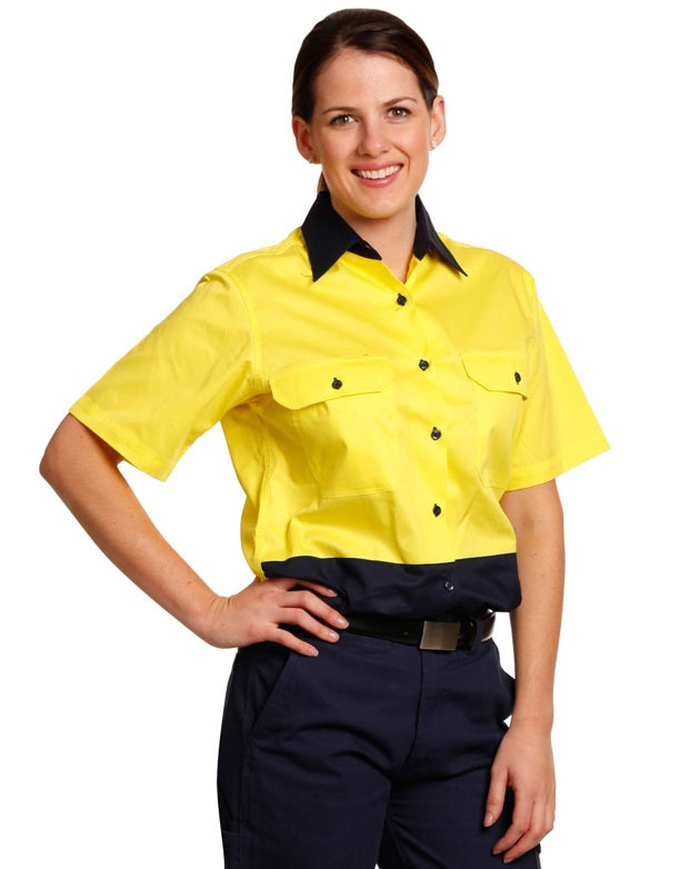 aiw womens short sleeve hi vis work shirt