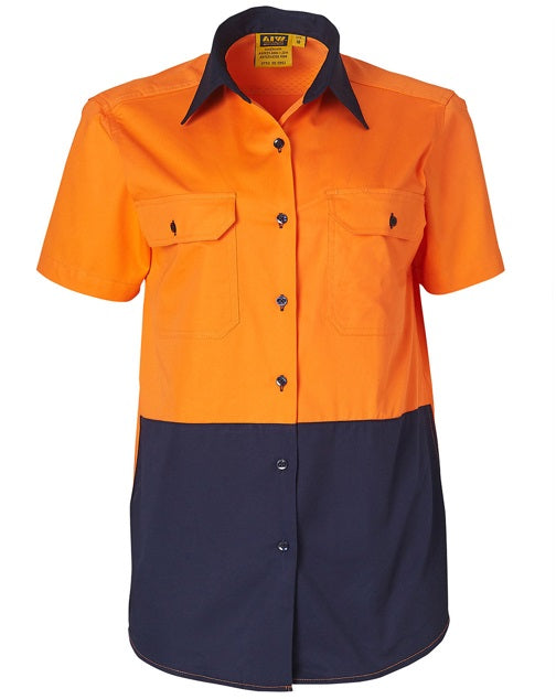 aiw womens short sleeve hi vis work shirt orange