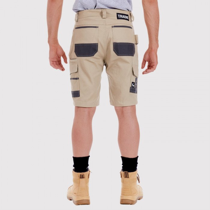 tradie cargo shorts khaki