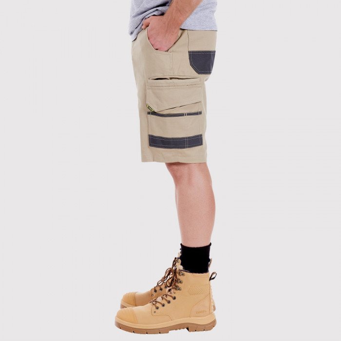 tradie cargo shorts khaki