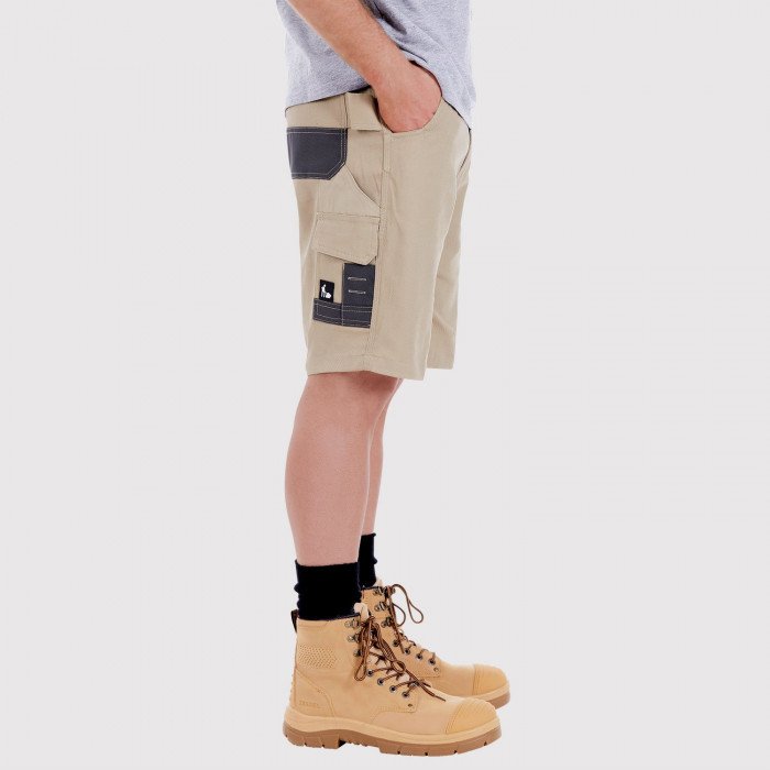 tradie cargo shorts khaki