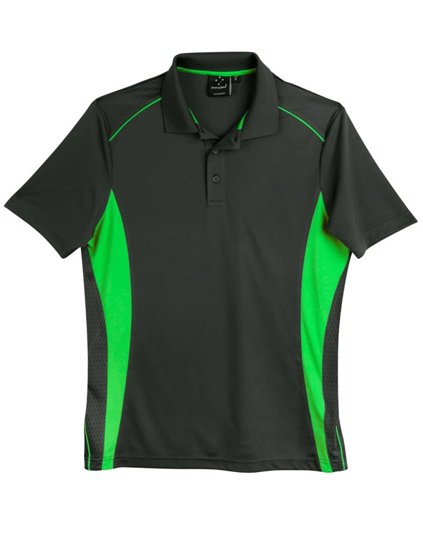 aiw mens pursuit polo charcoal lime
