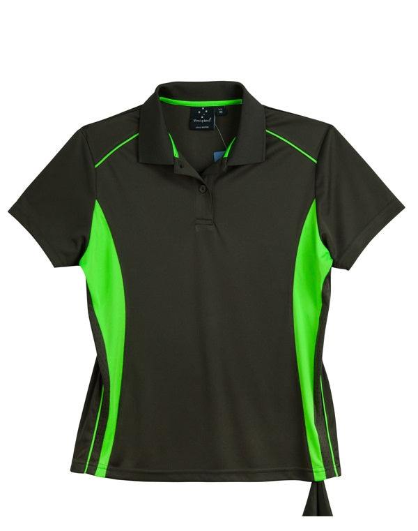 aiw womens pursuit polo charcoal lime