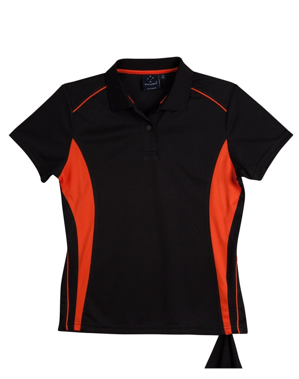 aiw womens pursuit polo black orange