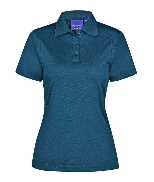 aiw womens bamboo polo aegean blue