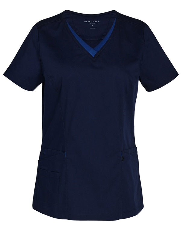 aiw ladies contrast scrubs top navy royal