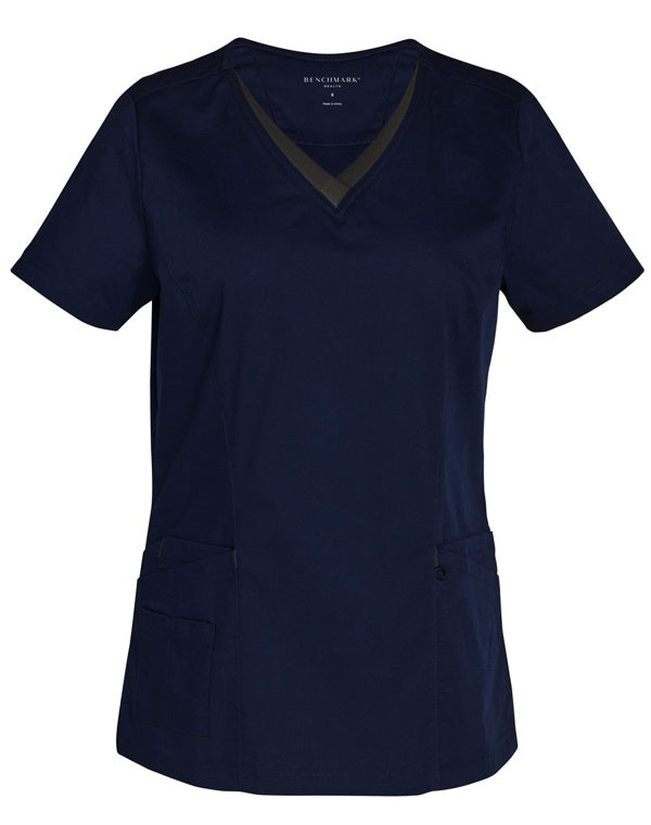 aiw ladies contrast scrubs top navy charcoal