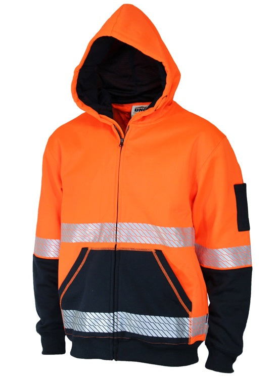 dnc segmented tape full zip hoodie orange