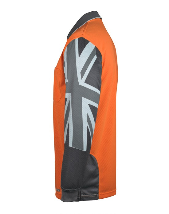jbs long sleeve southern cross polo orange