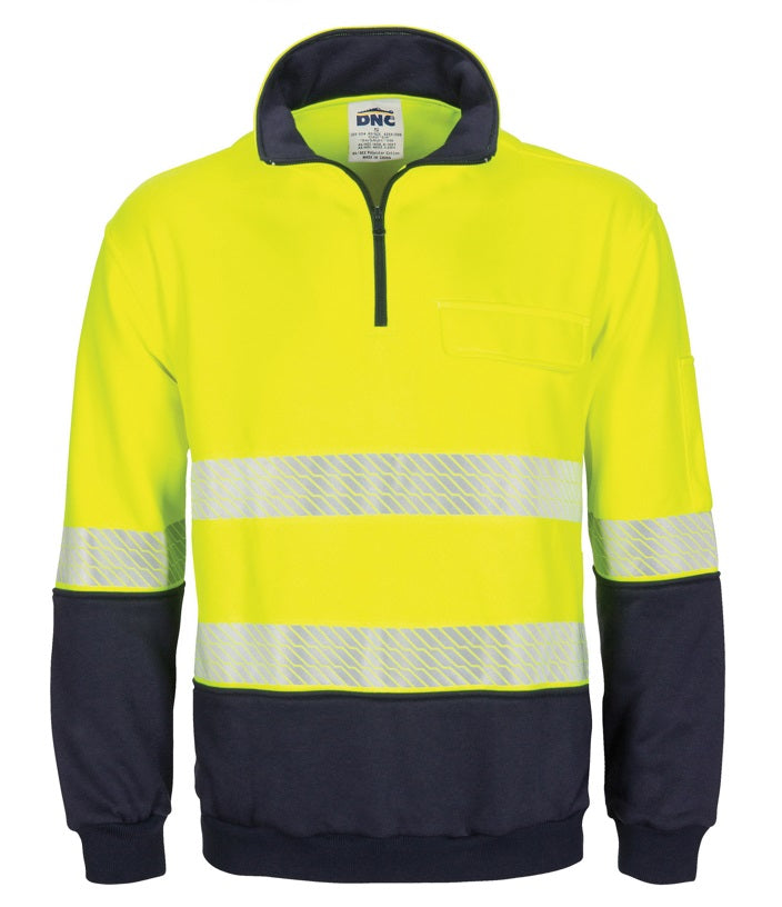 dnc segmented tape half zip jumper yellow