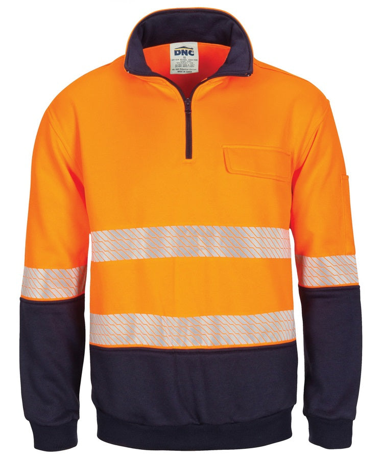dnc segmented tape half zip jumper orange