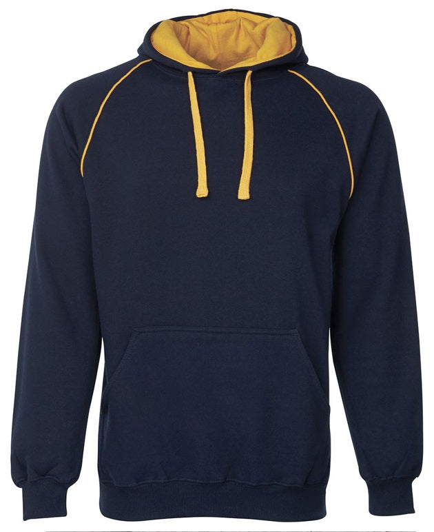 jb's contrast fleece hoodie navy gold