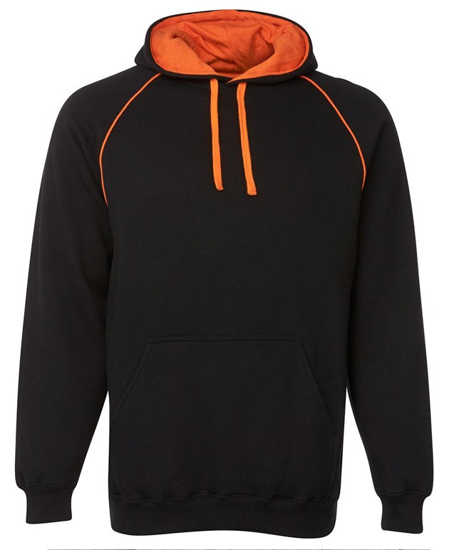 jb's contrast fleece hoodie black orange
