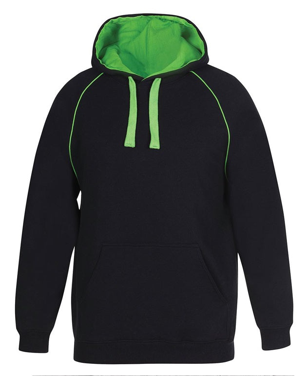 jb's contrast fleece hoodie black green