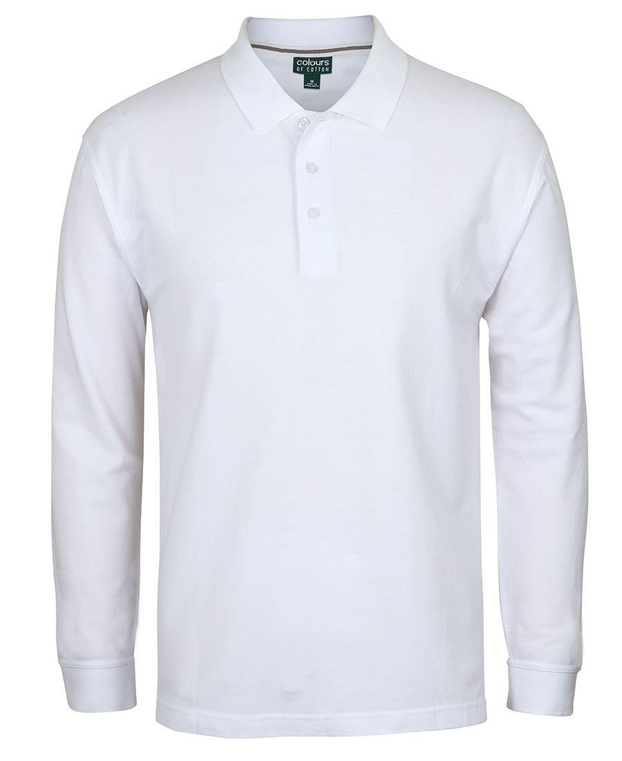 jb's long sleeve cotton pique polo white