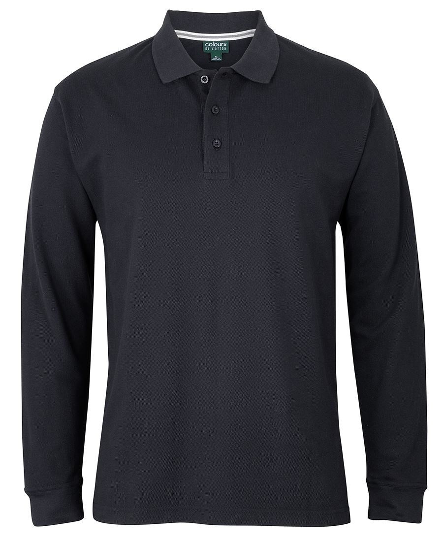 jb's long sleeve cotton pique polo black