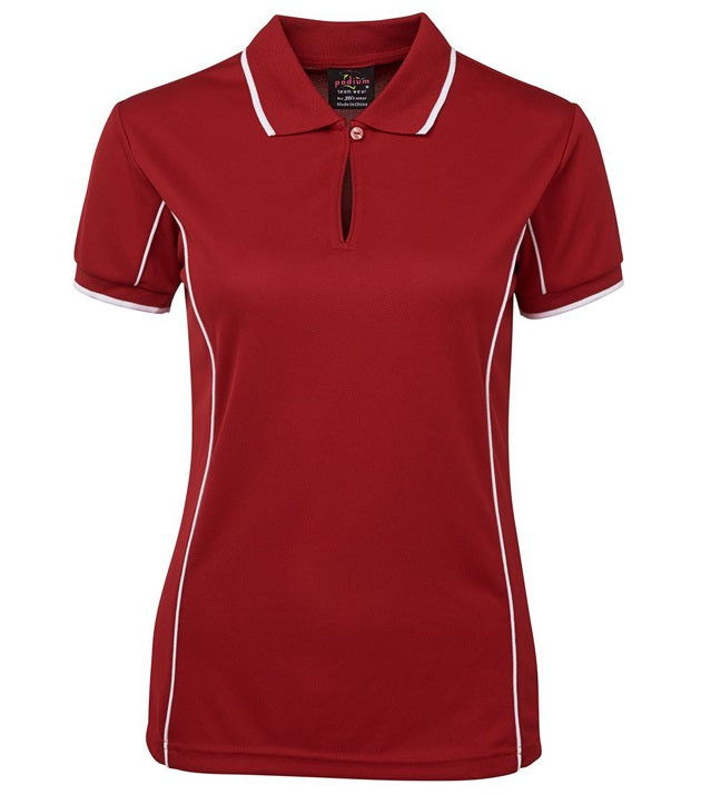 jb's ladies piping polo red white