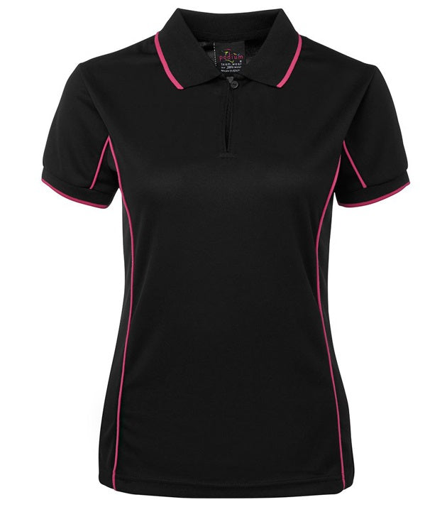 jb's ladies piping polo black pink