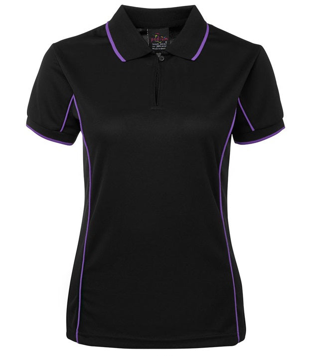 jb's ladies piping polo black purple