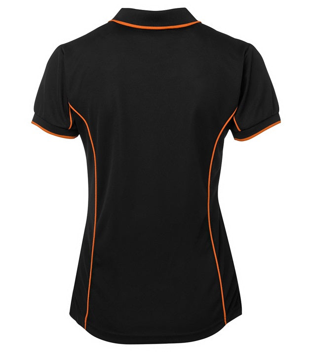 jb's ladies piping polo black orange