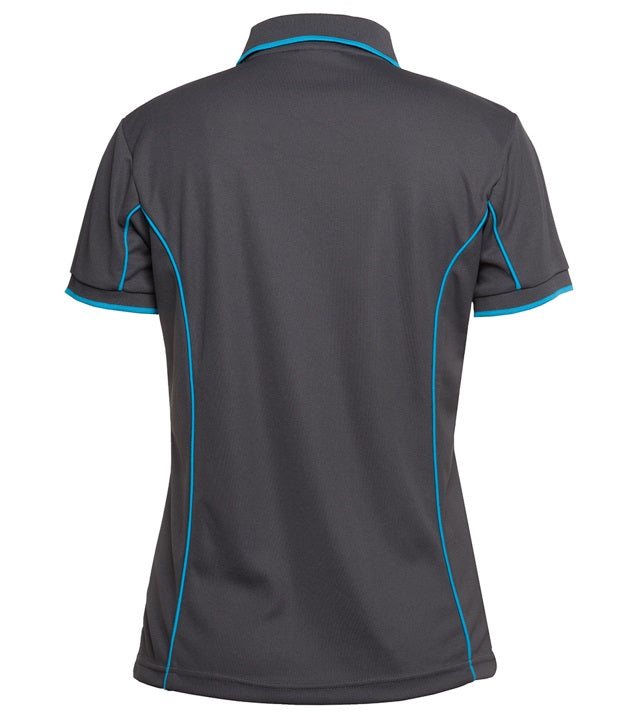 jb's ladies piping polo charcoal aqua