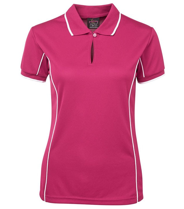 jb's ladies piping polo pink white