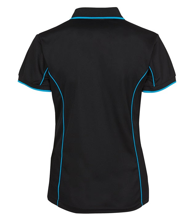 jb's ladies piping polo black aqua