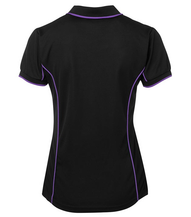 jb's ladies piping polo black purple