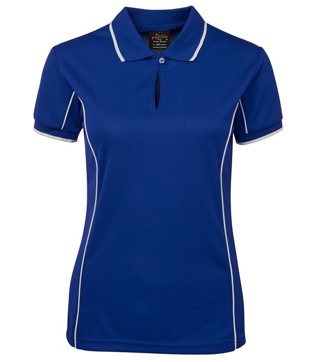 jb's ladies piping polo royal white