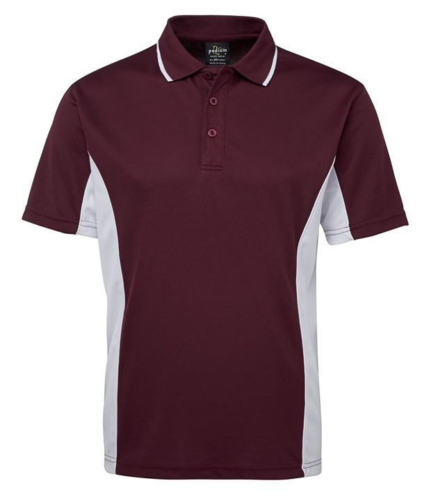 jb's podium contrast polo maroon white