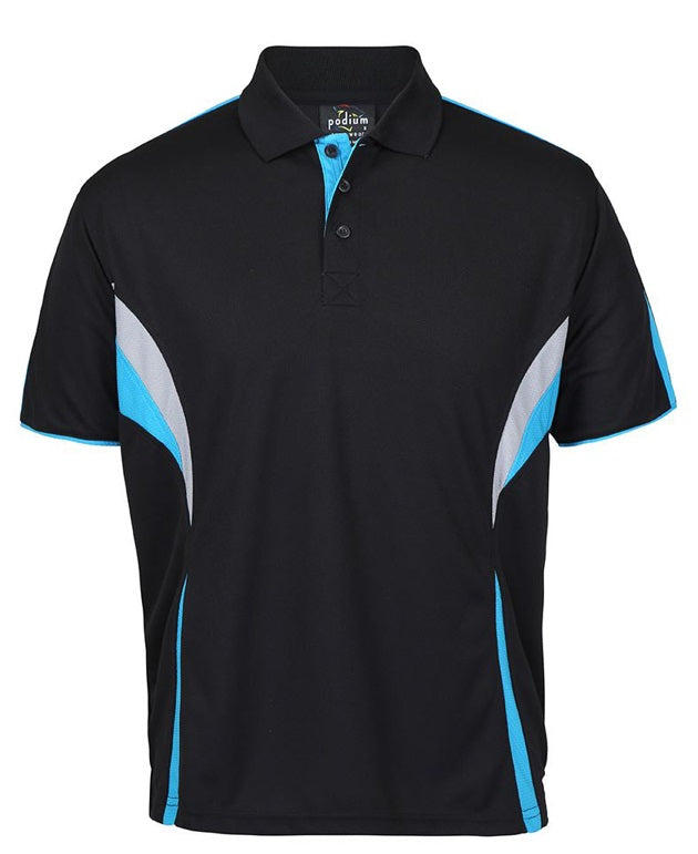 JB's Men's Cool Polo Black Aqua Grey