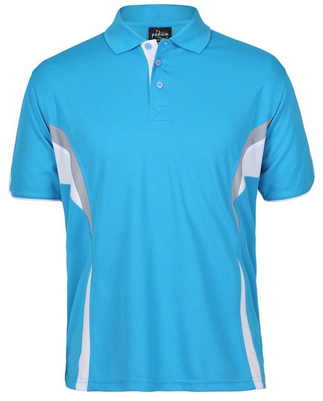 JB's Men's Cool Polo Aqua White Grey