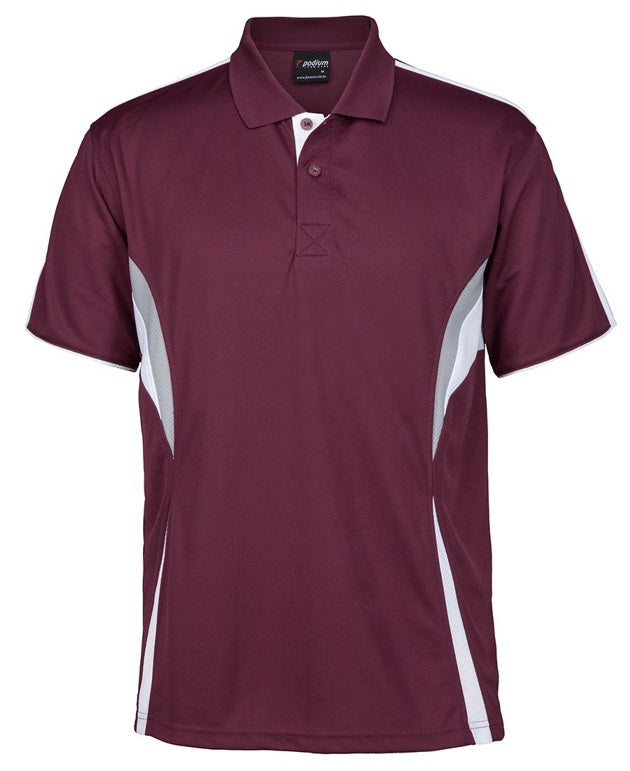 JB's Men's Cool Polo Maroon White Grey