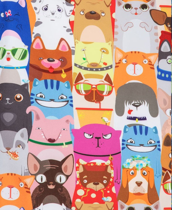 JB's Ladies Printed Scrubs Top - Cats & Dogs