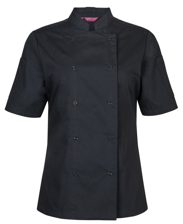 JB's Ladies S/S Snap Button Chef Jacket - Black