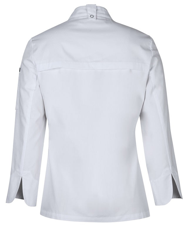 JB's Ladies L/S Snap Button Chef Jacket - White