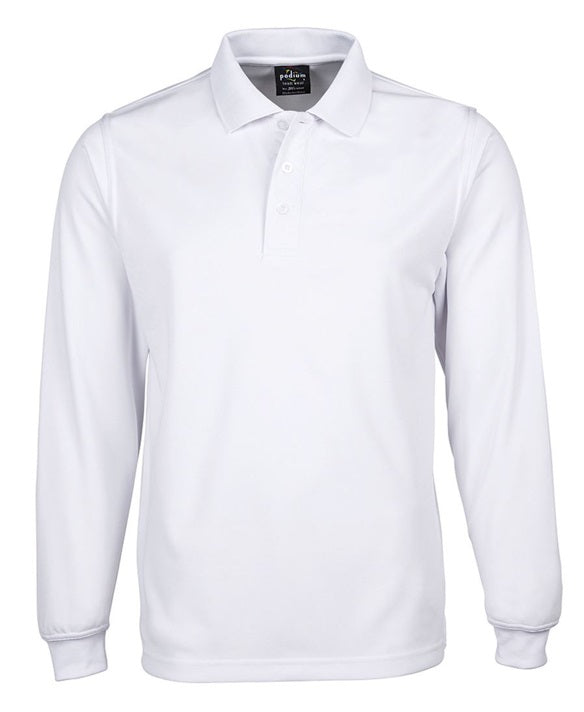 JB's L/S Podium Poly Polo - White